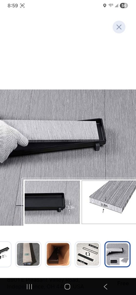Linear Shower Drain 34 Inch Matte Black with Reversible Flat Tile Insert Cover