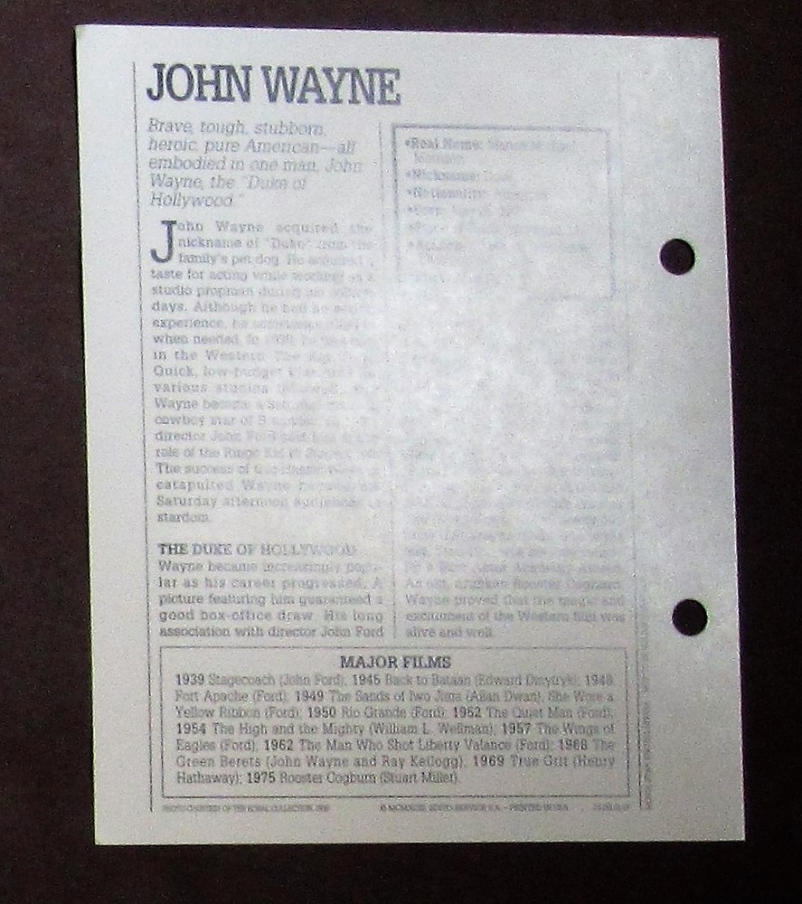 John Wayne Kobal Collector Issue