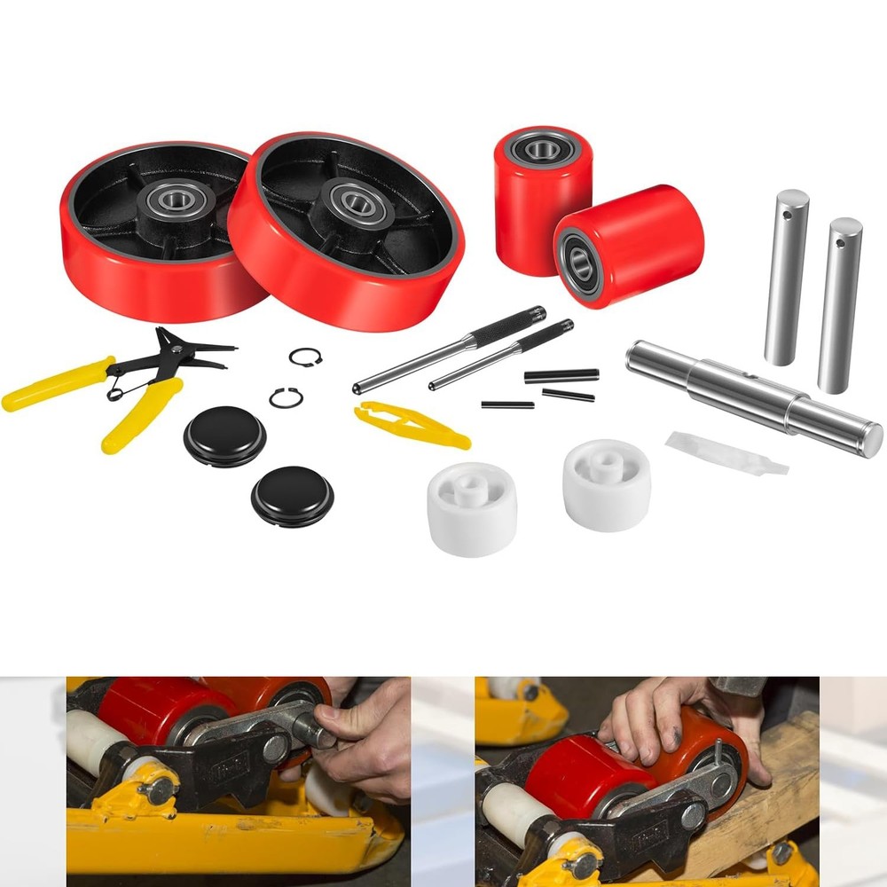 Pallet Jack/Truck Full Replacement Kit Steering Wheels 7"x 2" Front Load Roller