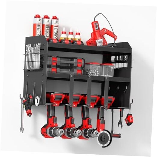 Power Tool Organizer Wall Mount: Heavy Duty Storage Organization Stand black