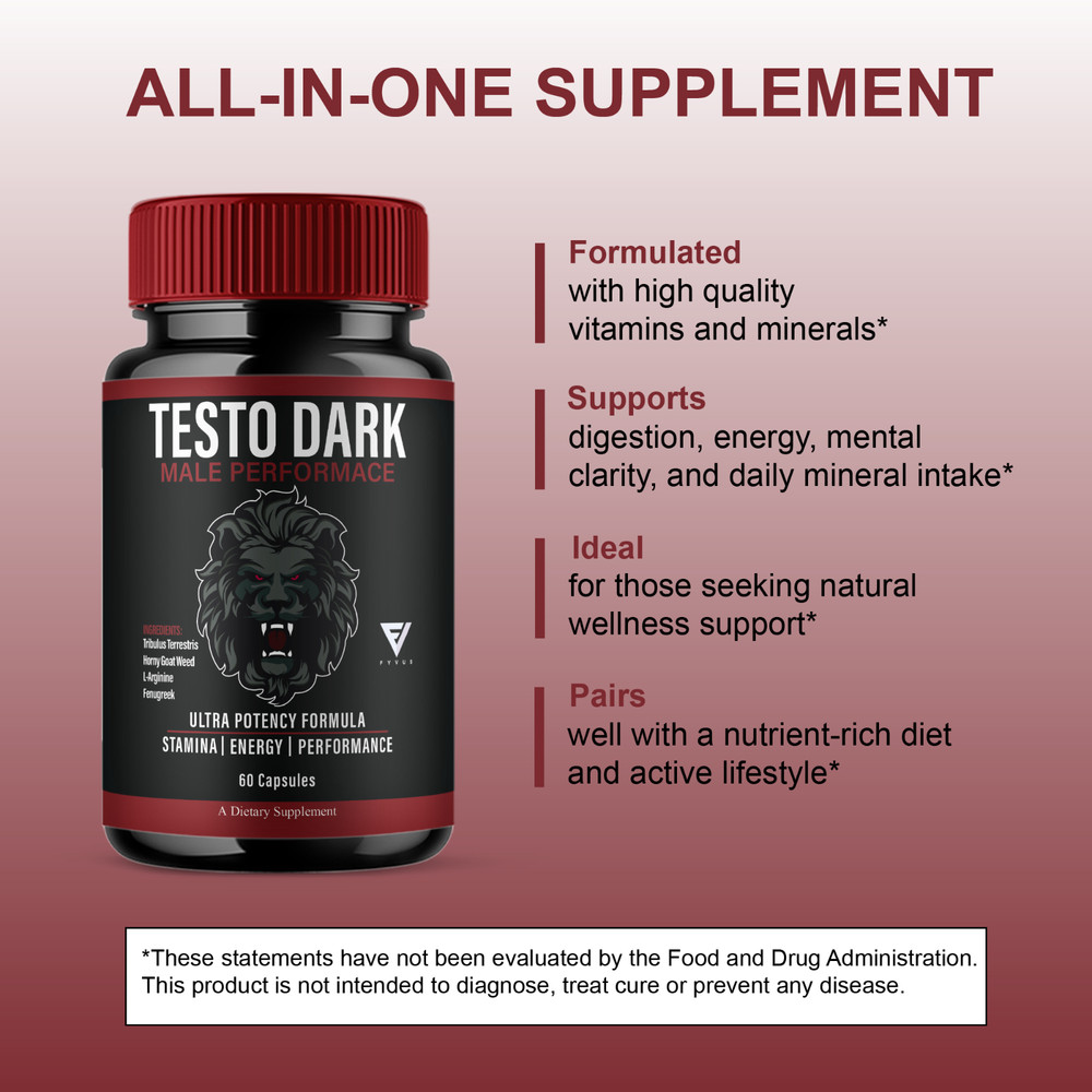 (2 Pack) Testo Dark Max Performance Supplement, TestoDark Pills (120 Capsules)