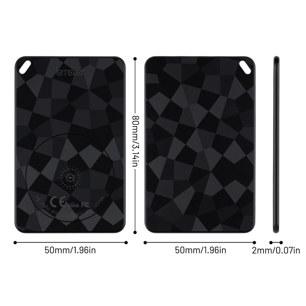 Black Wireless Charging Smart Card Tracker ABS Wallet Tracker Tracking Device