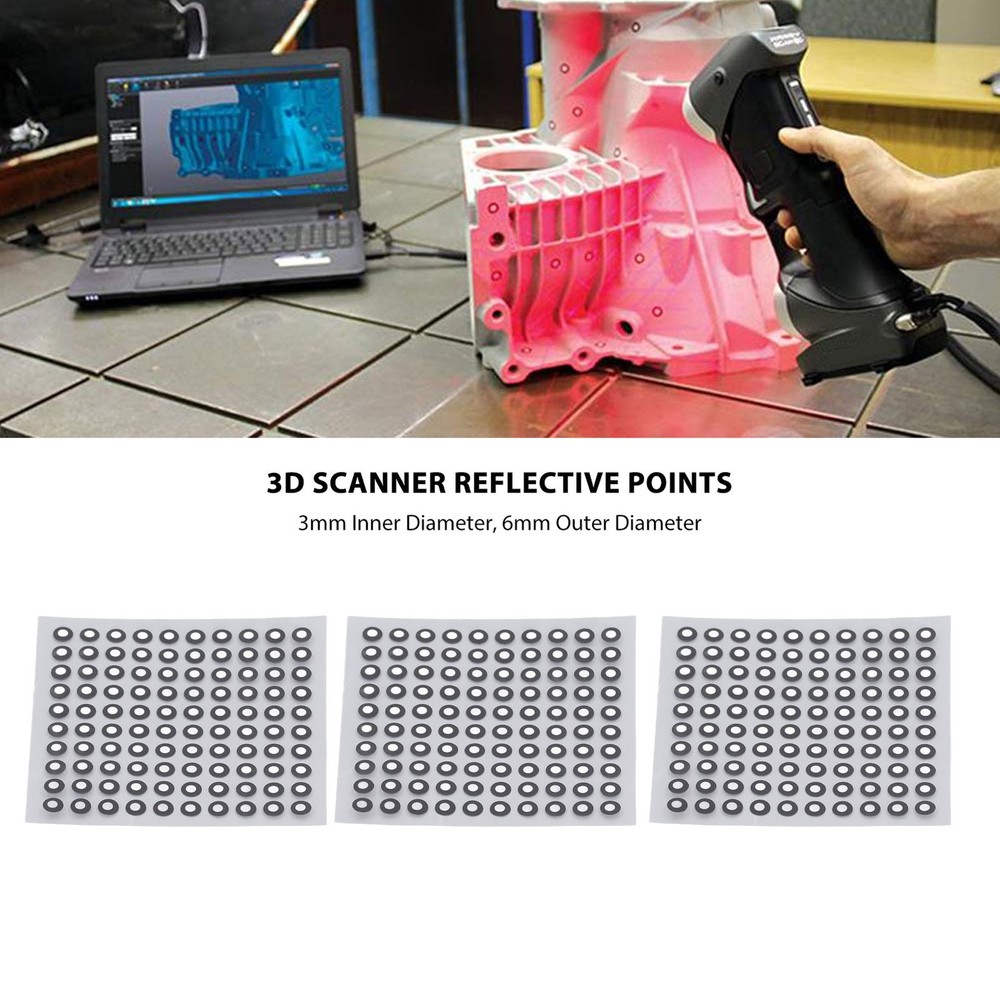3 Sheets 3D Scanning Reflective Reference Marking Point 3mm ID 6mm OD Accessory