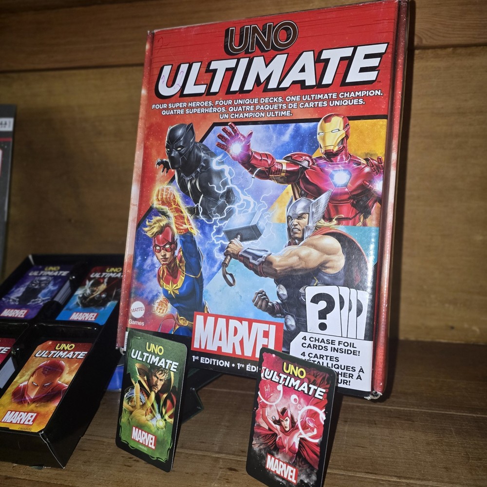 Mattel UNO Ultimate Marvel Universe Card Game Complete Set with Multiple Decks