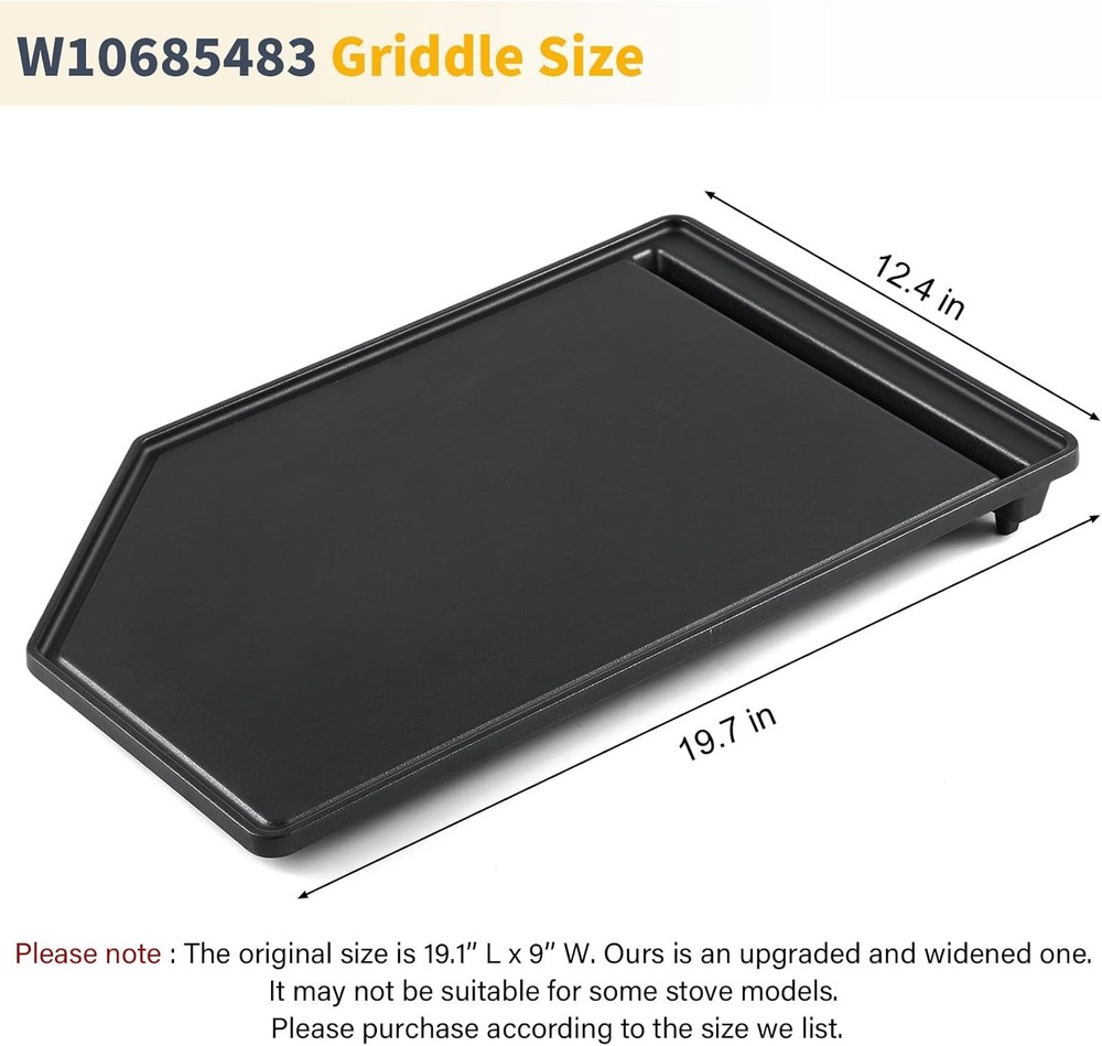 Griddle Replacement for Whirlpool AGC6540KFB00 WCG51US0DB00