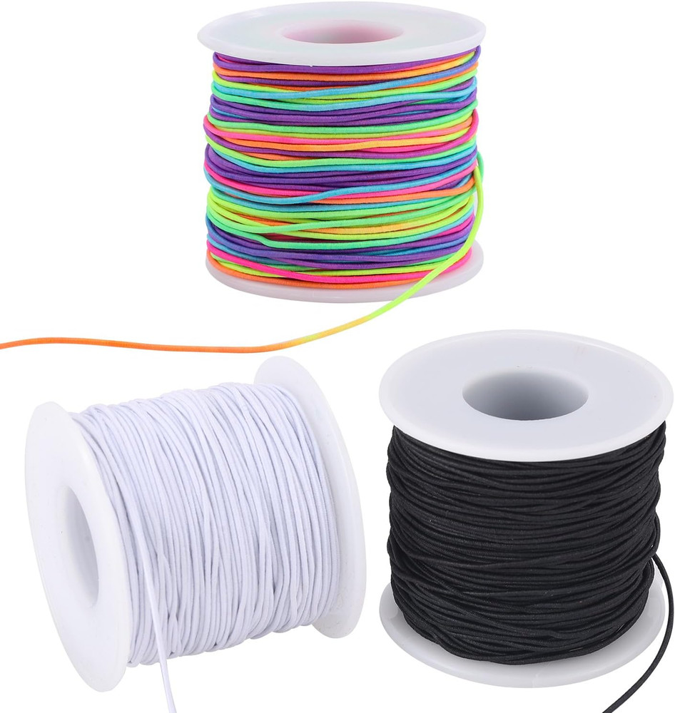 Stretchy String for Bracelets, 3 Rolls 1 mm 495 Feet Sturdy Elastic String Cord