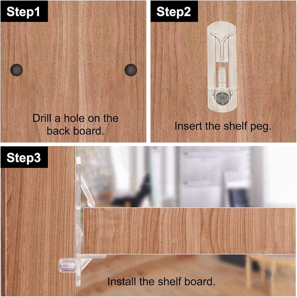 30 Pack Shelf Support Peg, Clear Plastic Cabinet Shelf Pins, Self-Locking Bra...