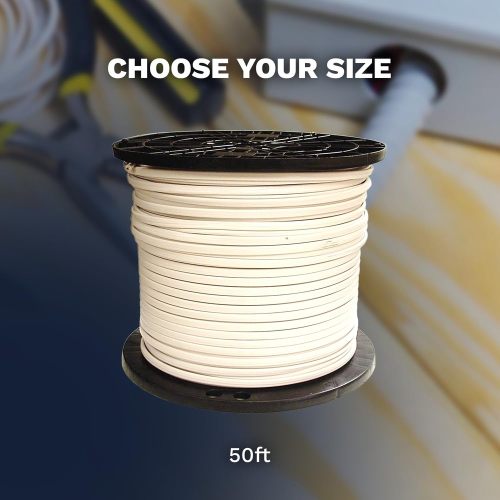 Solid Indoor Wire 14/2 W/G NMB Cable 50ft Coil - Copper Building Wire Cable S...