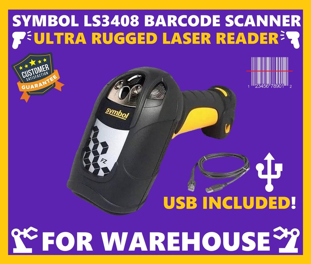 ✅Zebra/Symbol LS3408 Warehouse Rugged Laser Barcode Scanner, w/ USB Cable!🔥⭐