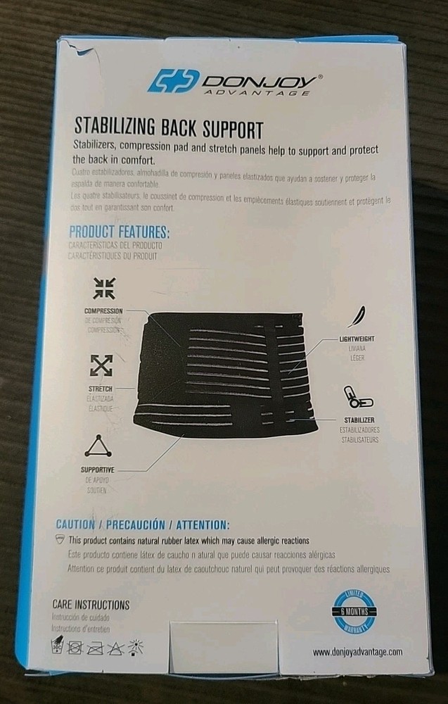 Donjoy Advantage Stabilizing Back Support With Compression Straps & Pad • L/XL