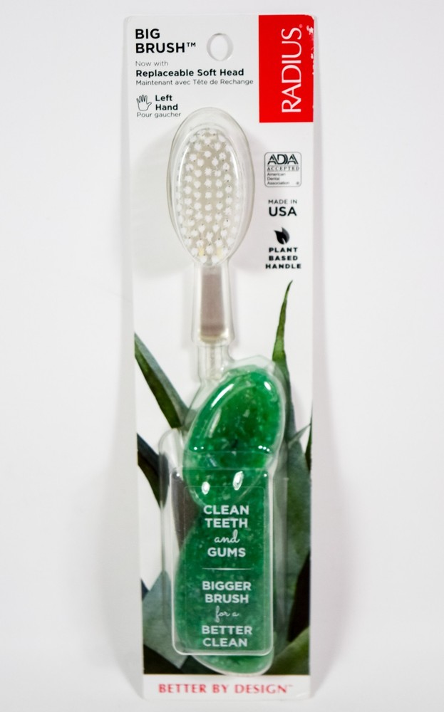 1 RADIUS BIG BRUSH LEFT HAND Toothbrush SOFT Brush Head Replaceable Head