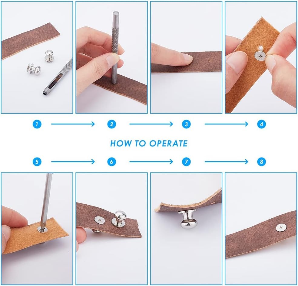 64 Sets 4 Colors Button Studs, 7 8 9 10mm Metal Studs Rivets Screwback Spots ...