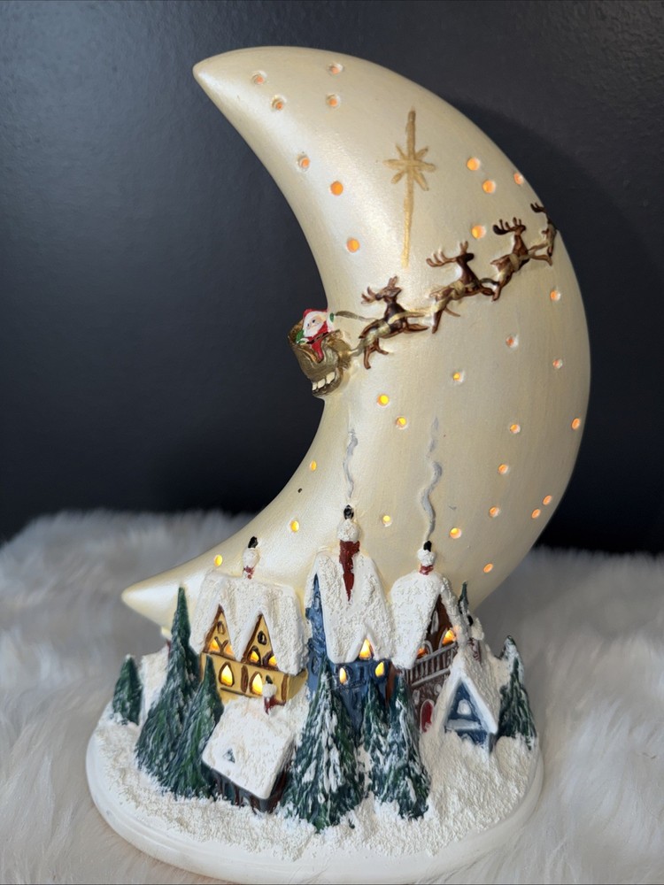 Vintage Hand-painted Moon Ceramic Christmas Night Light
