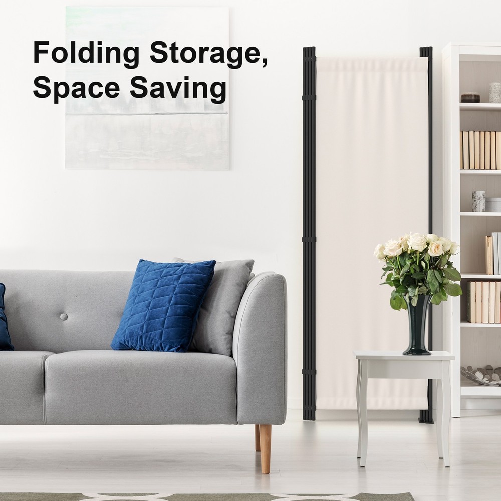 Room Divider 4 Panel Folding Privacy Screen Portable Wall Partition 88"W, White