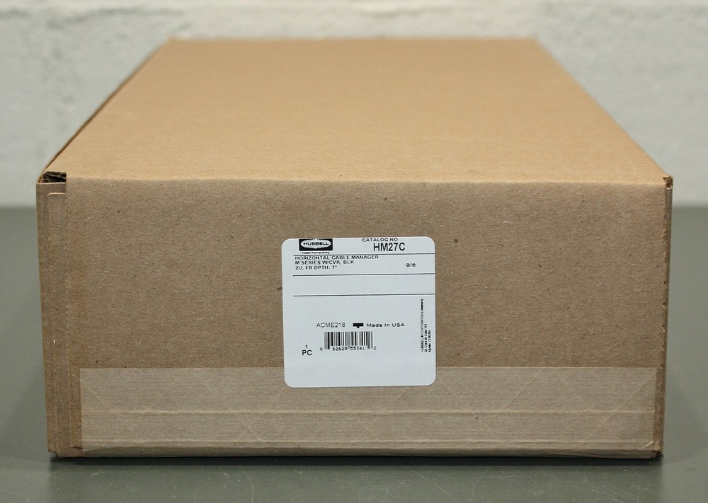 Hubbell Horizontal Ring Manager HM27C, 2U Rack Mount Cable Manager, 3-1/2" x 19"