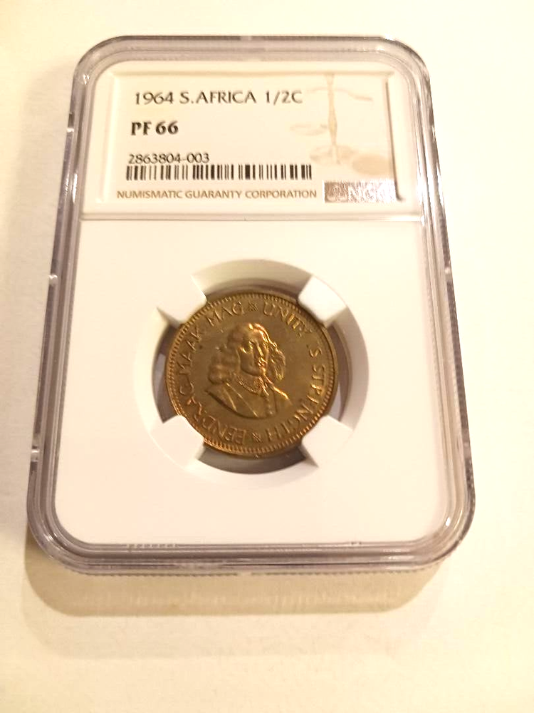 1964 South African 1/2 Cent PF 66