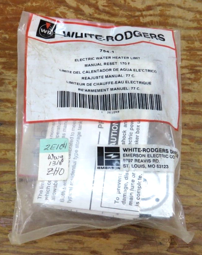 White Rodgers 754-1 Electric Water Heater Limit switch