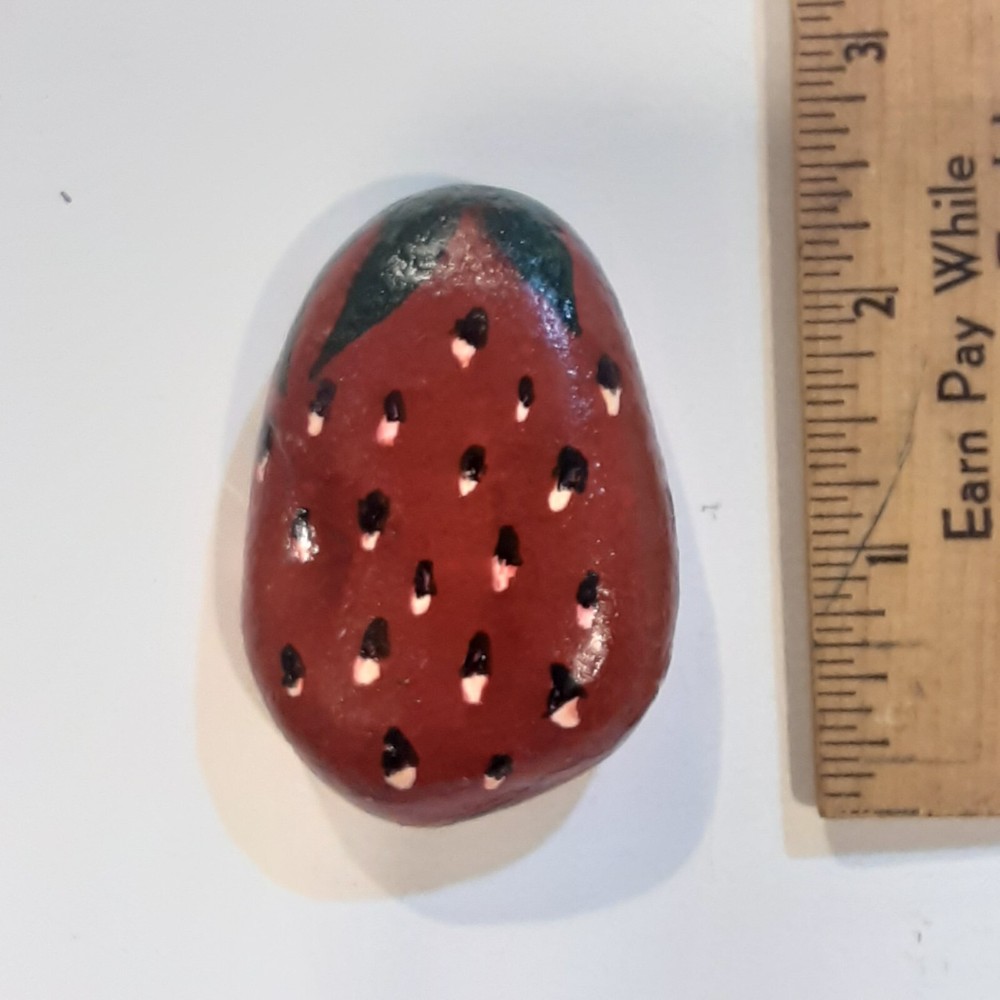 STRAWBERRY HAND PAINTED ROCK
