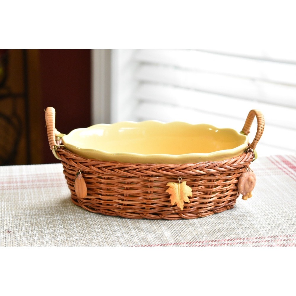 Harvest Nesting Baking Dish Set with Wicker Baskets baking dish