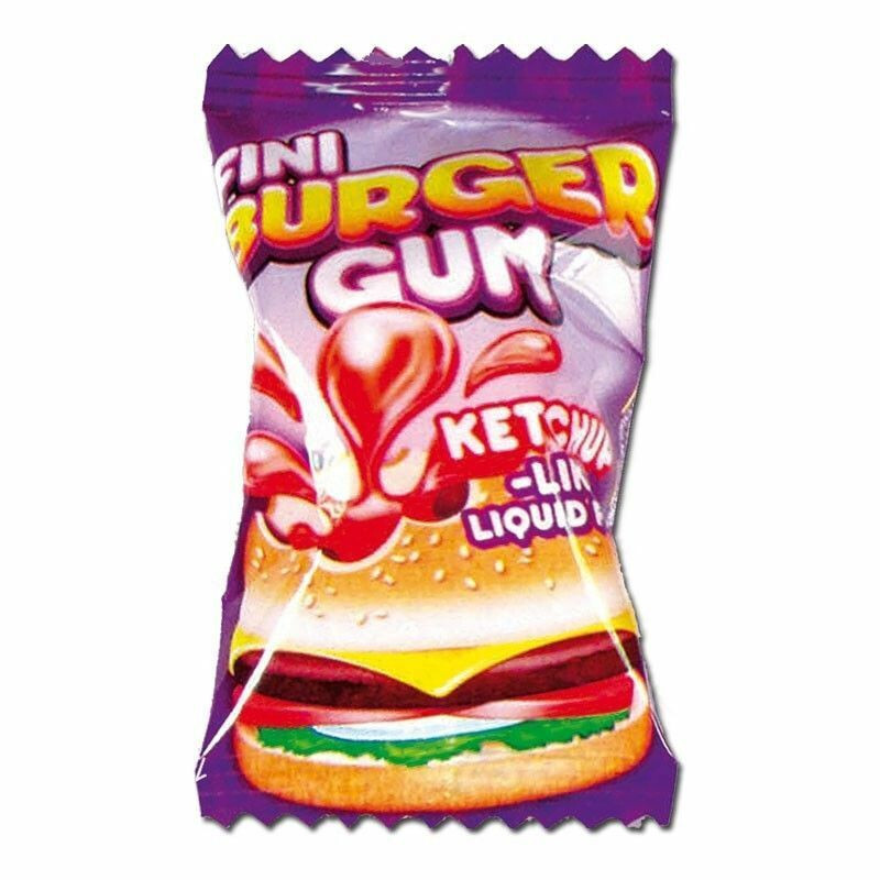 Fini Burger Bubble Gum - 24-Pack - Ketchup Flavored - Liquid Filled