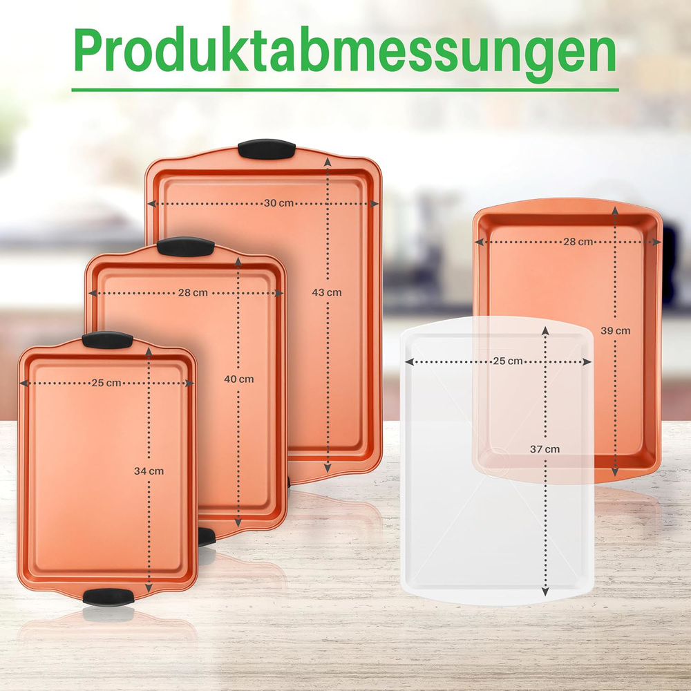 Stackable Baking Pans Set - 5-Piece Cookie Sheets & Roasting Pan with Lid