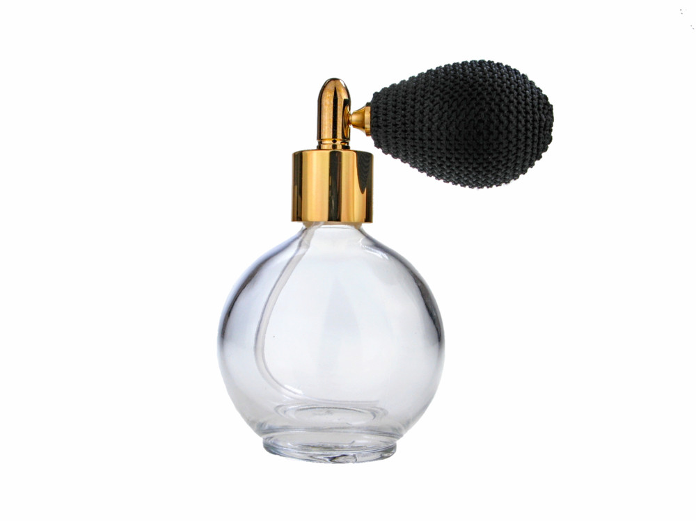 78ml Round Perfume Bottle Atomizer Black Bulb Pump, Funnel & Gift Box (GF)