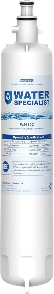 Waterspecialist WS619C Replacement for RPWFE® Refrigerator Water Filters, 1 Pack