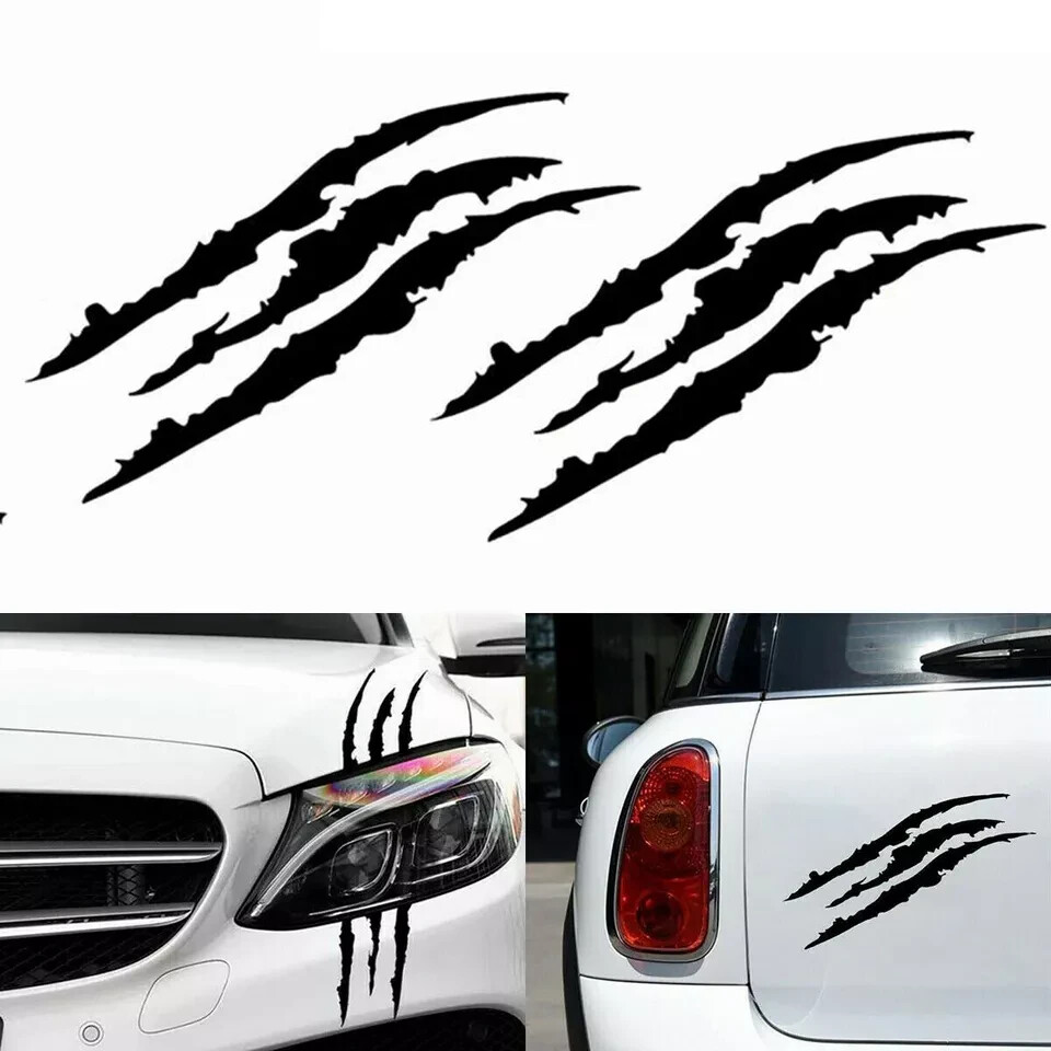 2 Pcs Monster Claw Scratch Decal Reflective Sticker for Car Headlight Decor US