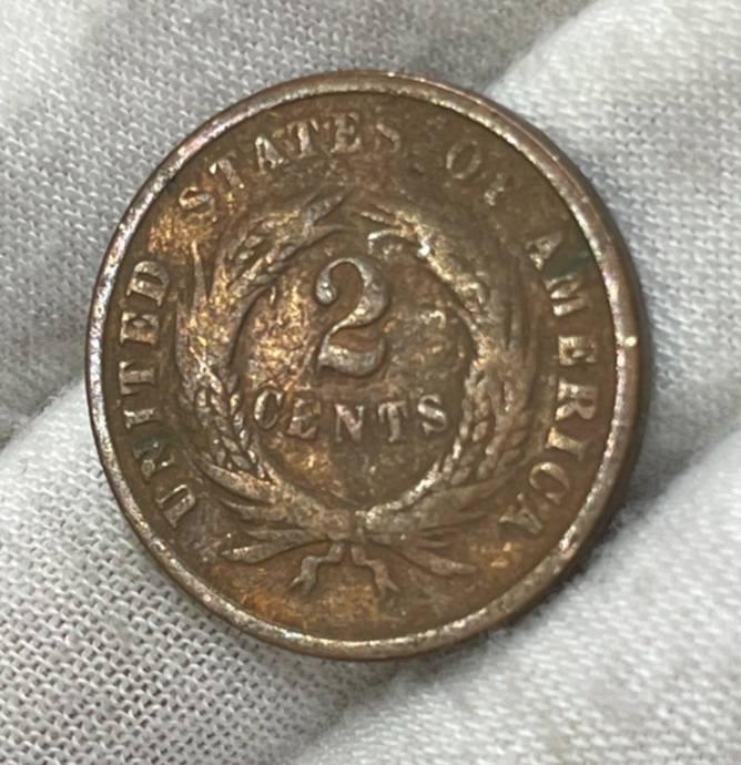 1864 US 2 Cent Piece Coin