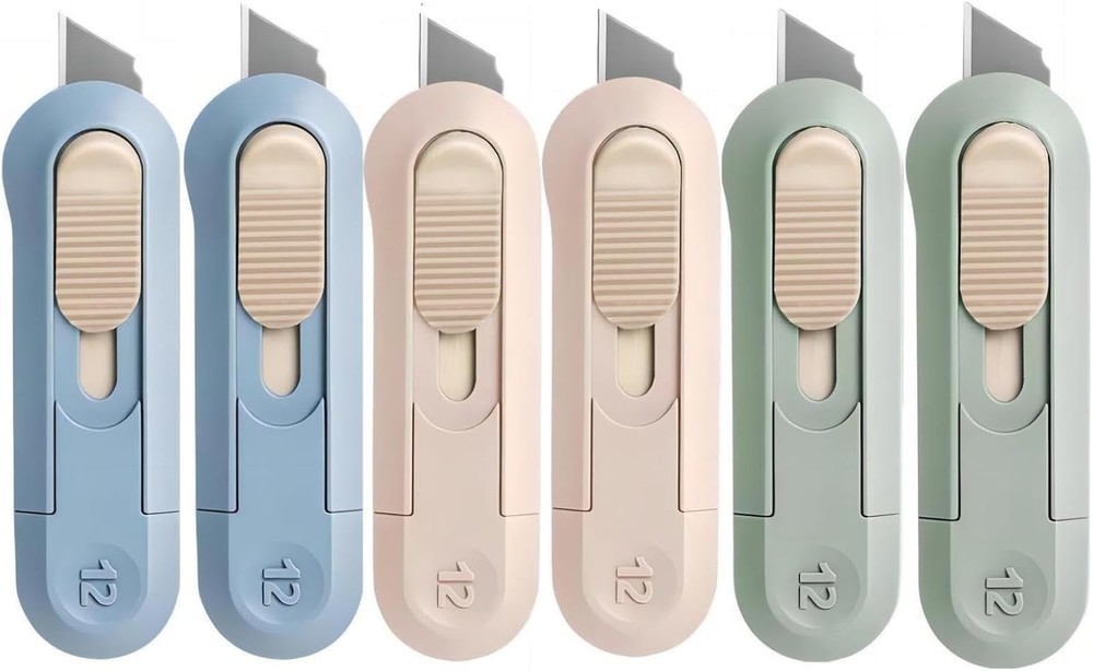 6 Pack Portable Box Cutter,Retractable Utility Knife, Multi-function Cute Box Cu