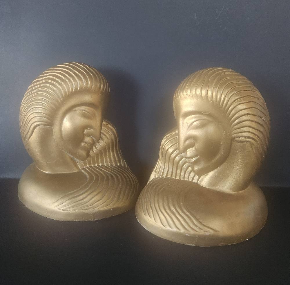 Gilded Art Deco Style Bookends