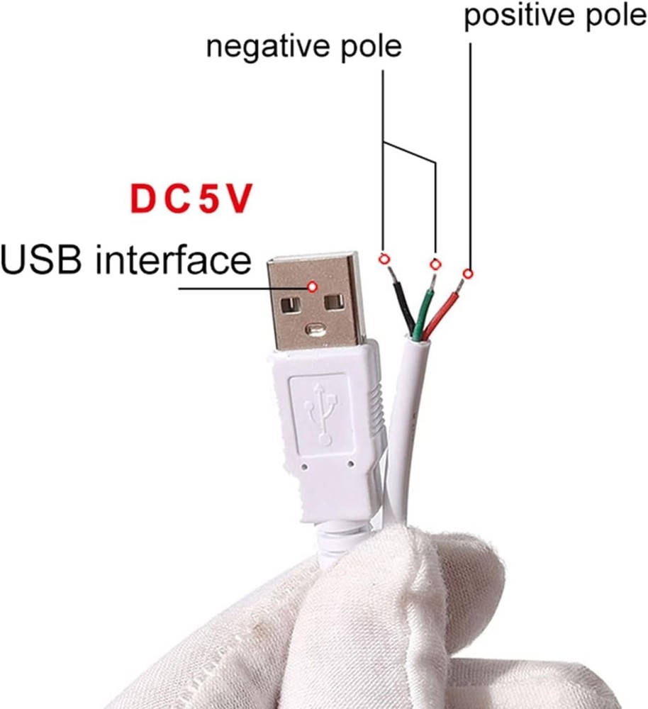 1 Pcs White DC5V USB LED Dimmer Extension Cable with On/Off Switch Adapter LED D