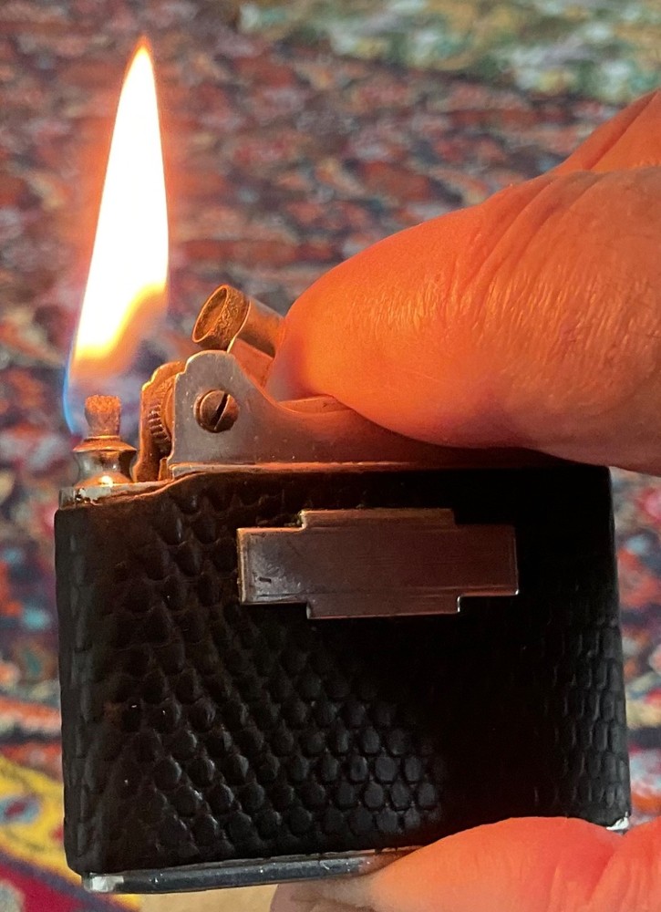 Vintage Ronson Leather Wrapped Adonis Pertol Lighter / VG / Serviced.