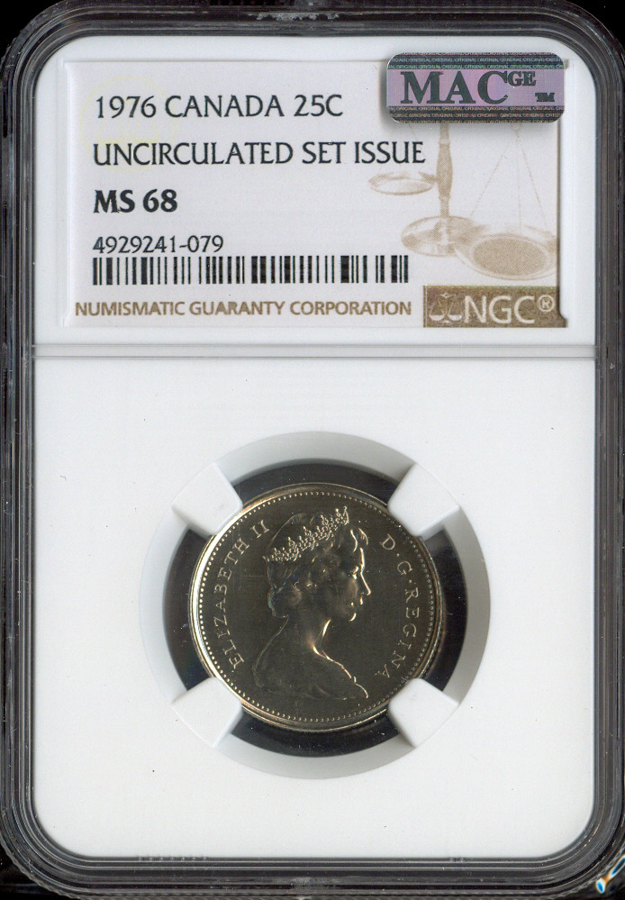 1976 Canada 5 Cents 5C Clad NGC MS68 MAC - Quality