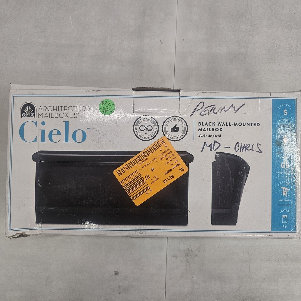 Cielo Wall Mount Mailbox in Black Galvanized Steel, Rust Resistant 2682B-10