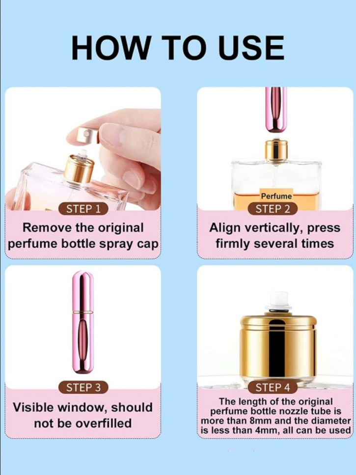 Refillable Perfume Atomizer Spray Bottles for Travel 5ml Pink 6 Pack