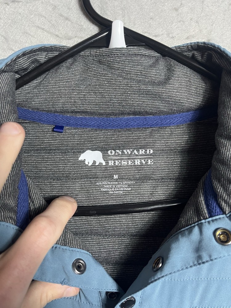 Onward Reserve Jacket Mens Medium Blue Snap Crosby Quilted Pullover Performance
