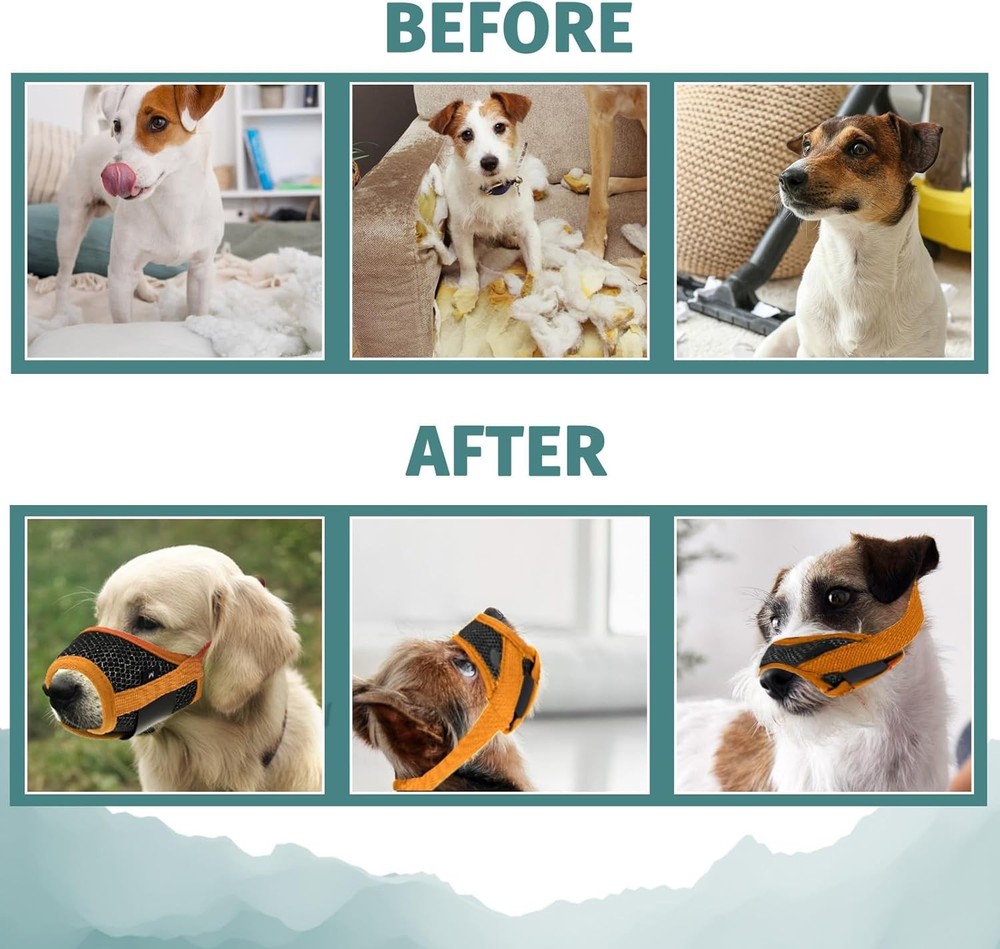Soft Nylon Muzzle Breathable Mesh Fabric Muzzle Small Dogs Orange)