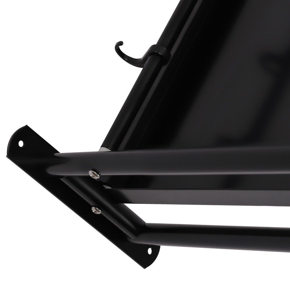 Kitchen Pan Pot Rack Wall Mounted Hanging Storage Organizer Shelf With 6 Hooks