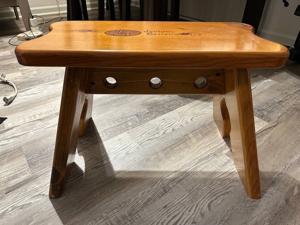 Devious Sensuality Vintage Handmade Pine Bench Stool