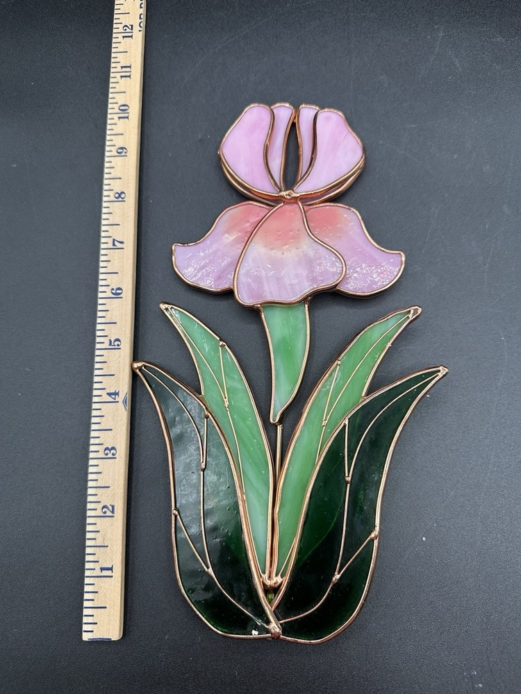 Pink Iris Sun Catcher No Hanger