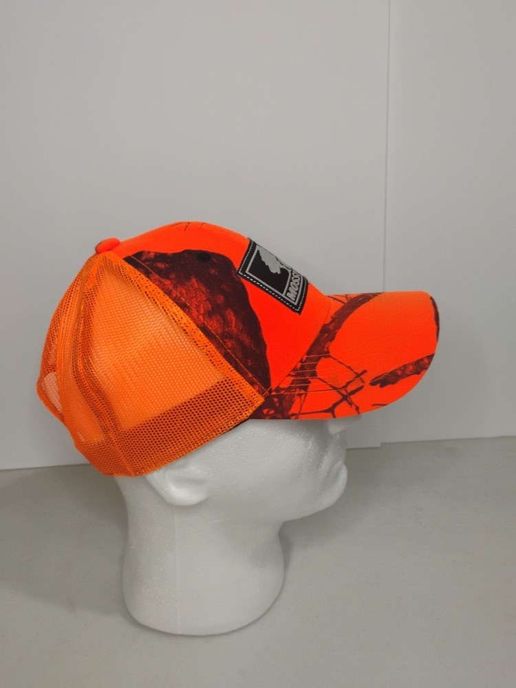 Mossy Oak Blaze Orange Logo Patch Snapback Hat Cap