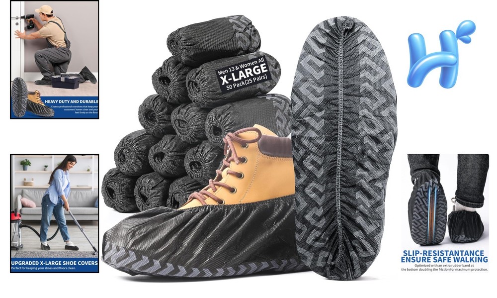 Multi-Use Slip Resistant Boot Covers, 50 Pack - Protect Floors & Shoes