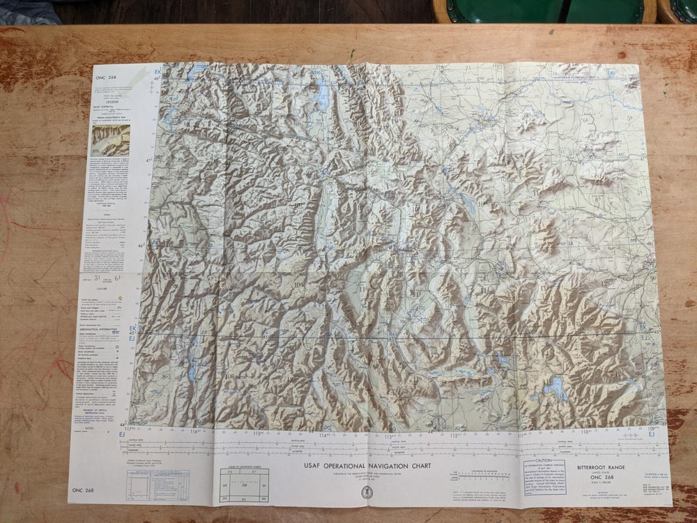 VTG USAF Aviation Sectional Topographical Navigation Chart Map Bitterroot Range