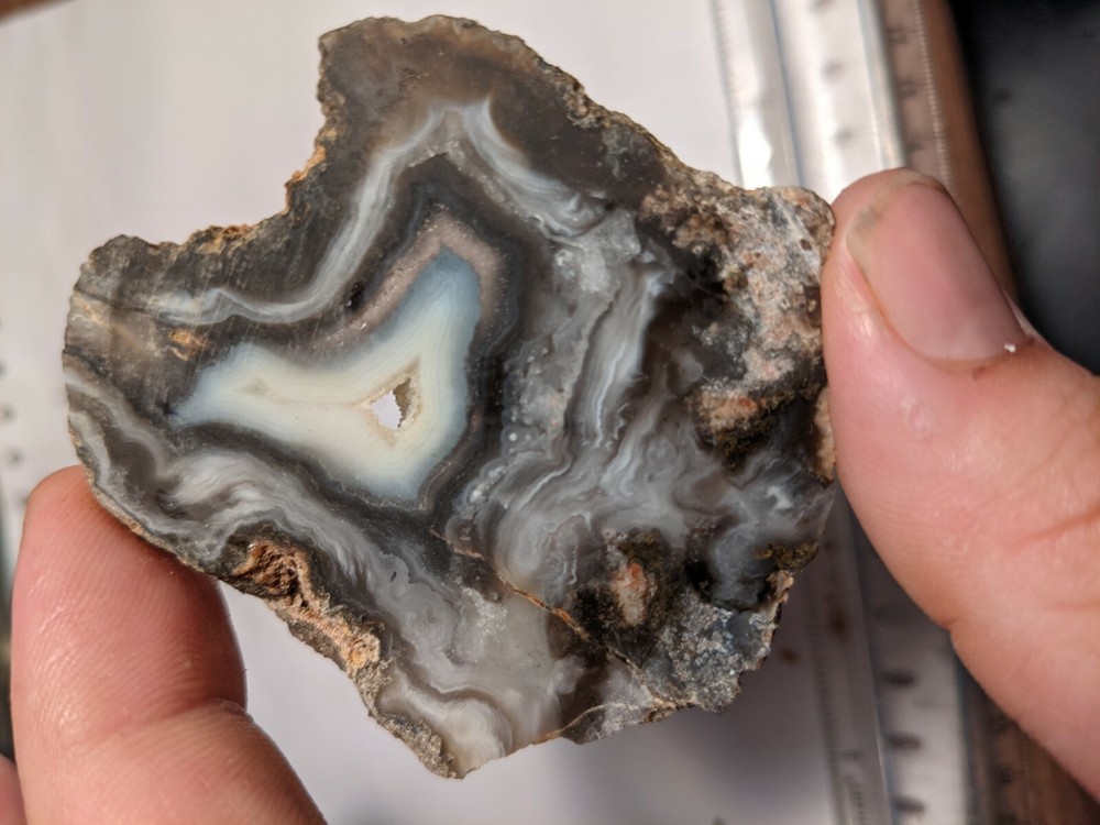 Natural Black Agate Slab Slice Cool Pattern