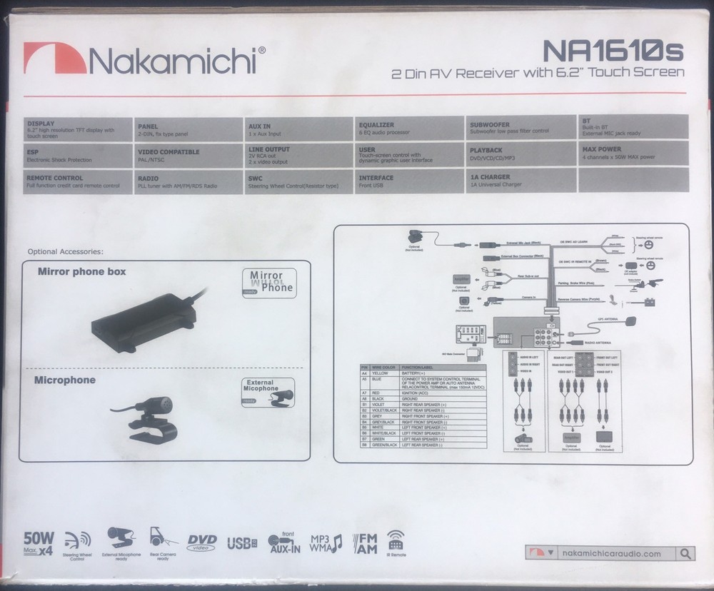 NAKAMICHI NA1610S 6.2"indash Touchscreen GPS Navigation Bluetooth/DVD/CD/AUX/USB