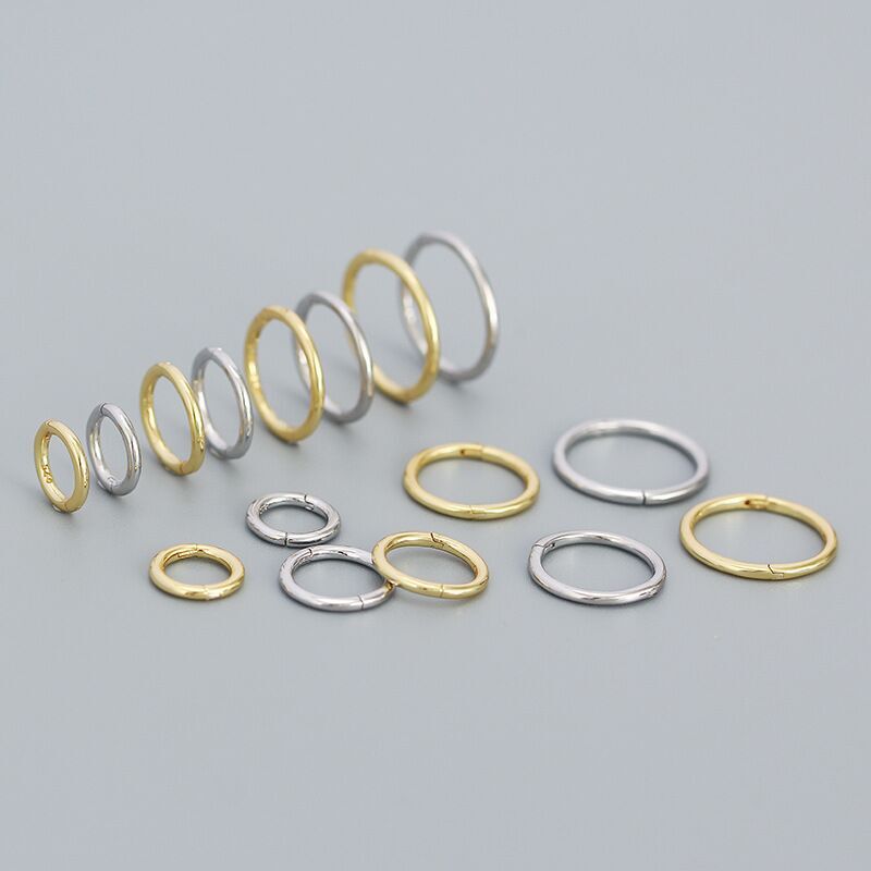 925 Sterling Silver Solid Hinged Segment Hoop Ring Sleeper Lip Nose Ear Piercing