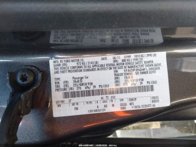 LEFT REAR DOOR WINDOW REGULATOR OEM 2012 FORD FOCUS