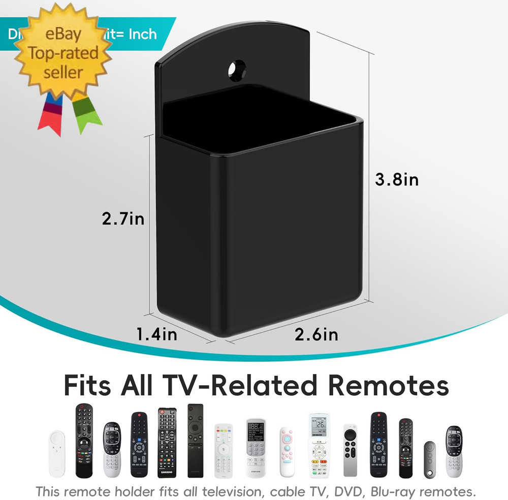 2Pc Adhesive Remote Control Holder, Wall Mount TV Controller Holder, TV Remote O