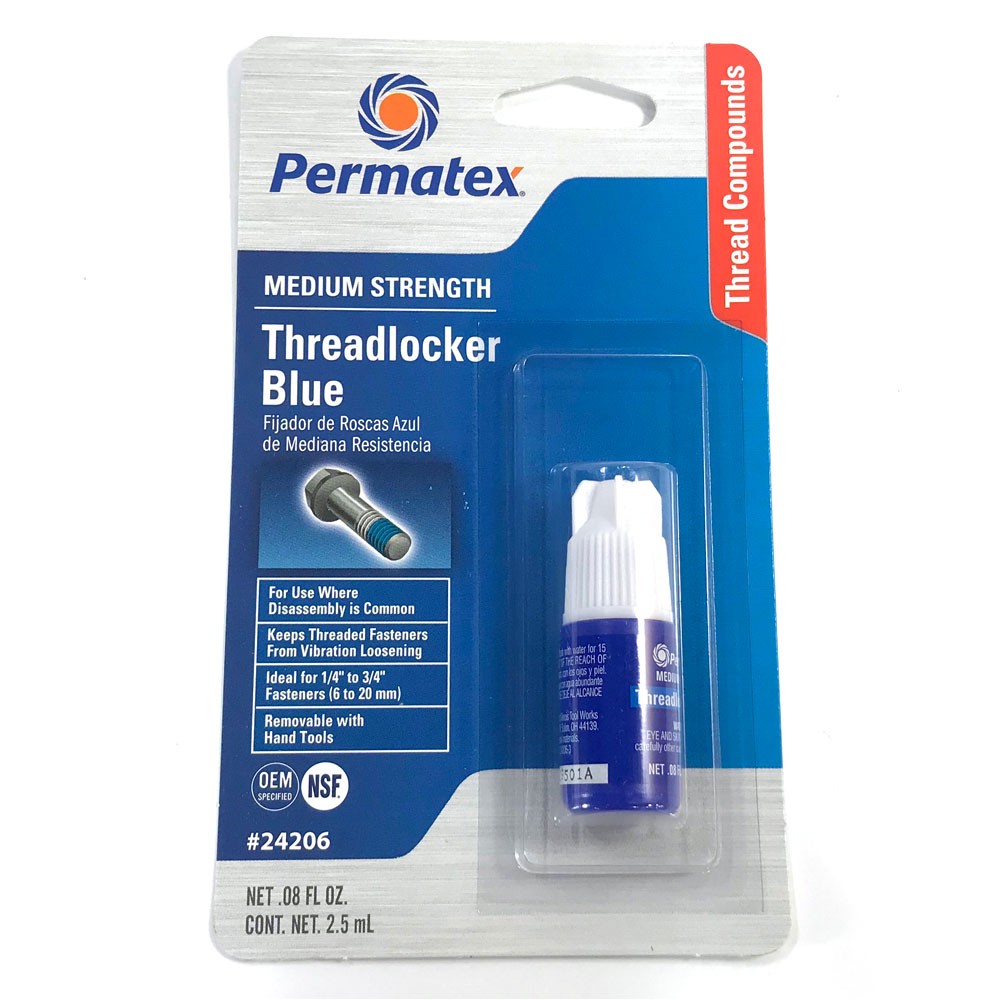 Permatex Thread Locker 24206; Blue Medium Strength, 0.08oz Squeeze Tube